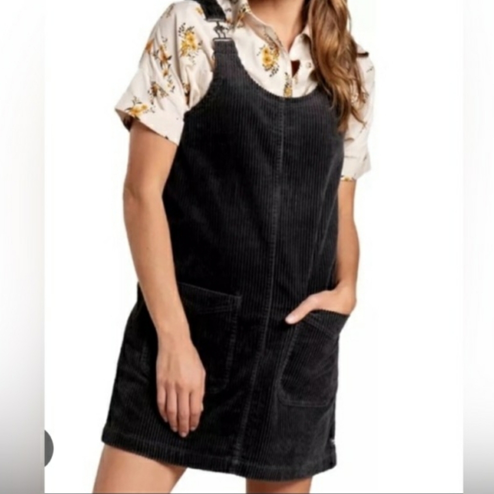 Toad & Co Del Rey Corduroy Jumper Dress Gray S Organic Cotton Pockets Granola